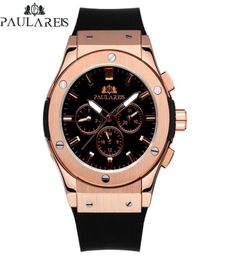 Men Automatic Self Wind Mechanical Rose Gold Silver Black Case Brown Leather Rubber Strap Casual Sports Geneve Watch J190706290l2995402