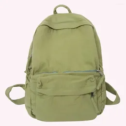 Backpack Canvas Adjustable Shoulder Straps Solid Student Bag Comfortable Large Capacity Lightweight Casual Daypack