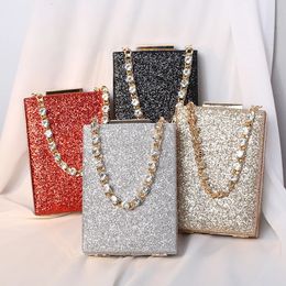 Women Glitter Evening Clutch Bags Fashion Diamond Chain Banquet Wallets Wedding Dinner Handbags Mobile Phone Purse Party Gifts 240418