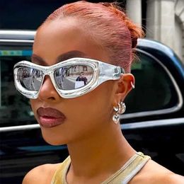 Sunglasses LNFCXI Fashion Y2k Sunglasses For Women Vintage Oversized Cat Eye Sun Glasses Men Hip Hop Punk Eyewear Female Shades T240428