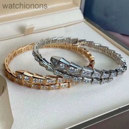 Women Blgarry Brand Designer Bangles Vgold Snake Shaped Bracelet Plated with 18k Rose Gold Opening Snake Inlaid with Diamond Bracelet with Brand Logo