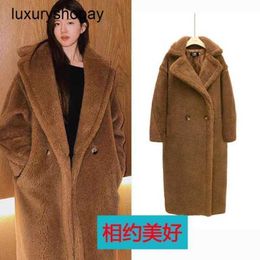 Maxmaras Coat Teddy Bear Womens Cashmere Coats Wool Winter Zhao Lusis Same Liu Taos Star Lamb Plush Korean Edition Loose