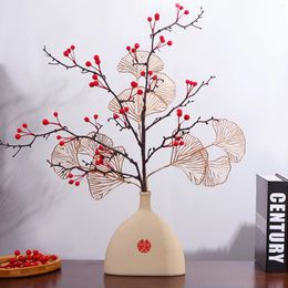 Decorative Flowers Christmas Artificial Berries Fake Holly Berry Bouquet With Vase Wreath Xmas Year Gifts Table Decor