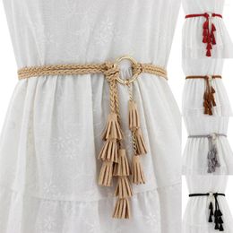 Belts Fashion Women Bohemian Wide Elastic Waist Belt Luxury Casual Knotted Braided Fringe Cord Cinturones Para Hombre