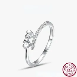 Cluster Rings S925 Silver Ring Heart Shaped Simple And Sweet Personality Cute Temperament Fashion Versatile Jewellery For Women