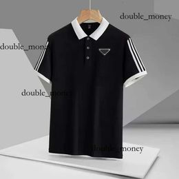 Praada Designer Polo Shirt Men's Pra Basic Business Polos Designer T-shirt Fashion French Brand Men's T-shirt Embroidered Arm Badge Letter Emblem Prades 261