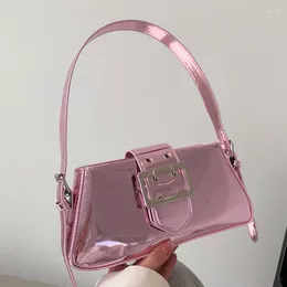 Evening Bags Green Silver Shouder Women 2024 Female Glossy PU Leather Underarm Pink Orange Handbags Chic Armpit