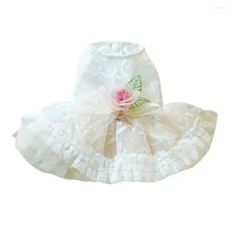 Dog Apparel Pet Dress With Flower Decoration Elegant 3d Princess Mesh Splicing For Breathable Comfort Wedding Dogs