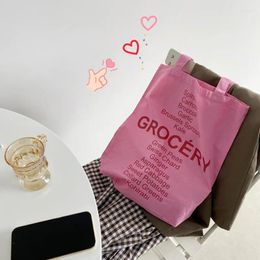 Shopping Bags Korean Large Canvas Tote Shopper For Women Pink Letters Shoulder Bag Books Ladies Cotton Cloth Eco Handbag