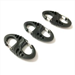 100pcslot SBiner Clip For Paracord Bracelet Carabiner 8 Shape Keychain Black1048439