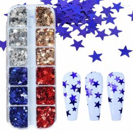 Nail Glitter Decals 12 Grids Independence Day Stars Sequins Art Decorative Stickers For Souvenirs