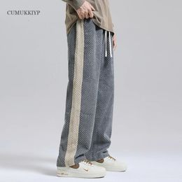 CUMUKKIYP Autumn Mens Casual Pants Loose Fit Straight Leg Trousers with Pineapple Pattern Versatile Long Trousers for Men 240425