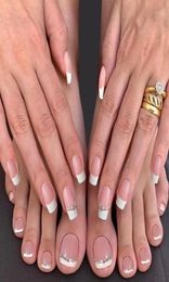 False Nails 48Pcs White Edge French Press On Wearable Fake Set For Women Girls Nail Patch Presson Toe Manicure DIYFalse7123487