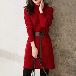 Casual Dresses Stylish Comfortable French Knitted Sweater Dress Women Chic Long Sleeve Autumn Winter Vestidos Sexy Bondage Streetwear