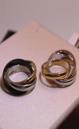 New fashion wed ring for man stainless steel extravagant love ring logo engrave gold silver rose 3 circles rings women men wedding6629475