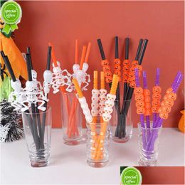 Other Housekeeping Organisation 5Pcs Halloween Skl Pumpkin Plastic Sts Happy Party Home Bar Decoration Prop Kids Cocktail Drinking Dhal0