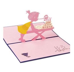 Whole Greeting Cards With Envelope Up 3d Card Beautiful Foldable Cut Paper Creative Handmade Girl Children Birthday 6789388