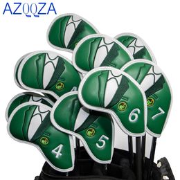 10Pc Green Jacket Golf Iron Head Covers Wedges 49 ASPX club headCovers headcover Drivers wood Putter 240425