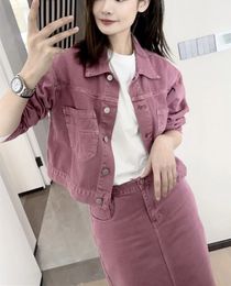 Small Set Pair With Age Reducing Pink Denim Outerwear Set Skirt For Women Spring Premium Feel Half Skirt Two Piece Set 240419