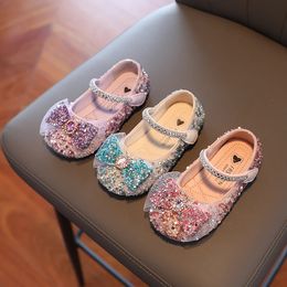 Girls Princess Shoes Sequins Crystal Dream Sparkly Children Ballet Flats 26-36 Three Colours Autumn Beautiful Kids Mary Janes 240415