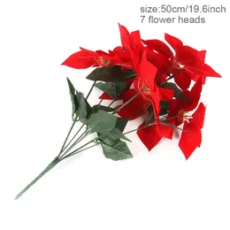 Decorative Flowers Poinsettia Artificial Christmas Decorations Home Red Head Bouquet Xmas Tree Ornament Year 2024