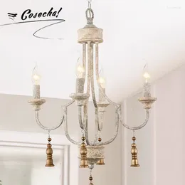 Chandeliers French American Rustic Chandelier Retro Luxury White Living Room Loft Clubhouse Entrance Staircase Bedroom Lighting