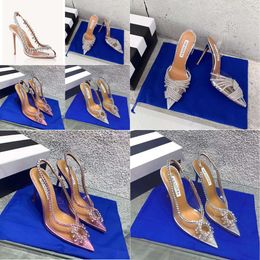 Perfect Designer Tequila Leather Sandals Shoes Women High Heels Strappy Crystal Embellishments Bridal Dress Evening Gladiator Sandalias Original Quality