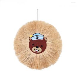 Decorative Figurines Cartoon Animal Head Hand Woven Tassel Wall Decor Hanging Art Home Chic Decoration Living Room Macrame Pendant 1Pcs