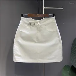 Women's Shorts Fashion Trend White Washed Cotton Elastic Denim Skirt 2024 Summer Slim A- Line Hip
