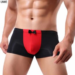 Underpants Waiter Man Bow Tie Mens Silk Boxer Shorts Black Red Men's Trunk Silky Ultra-thin Underwear