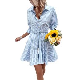 Party Dresses Ladies Sexy Short Boho Summer Dress Women Casual Button Striped Mini Sundress Outfits Female Robe Vestidos