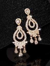 Drop Earrings For Woman Irregularity Cubic Zirconia Bridal Earring Dubai Saudi Wedding Jewelry Brides Bridesmaid Party 240417