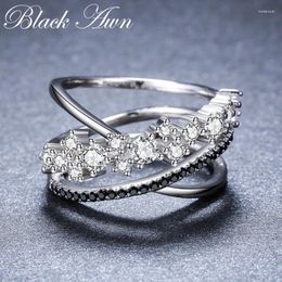 Cluster Rings 2024 Romantic 925 Sterling Silver Fine Jewelry Black Spinel Engagement Ring For Women Anillos Mujer G075