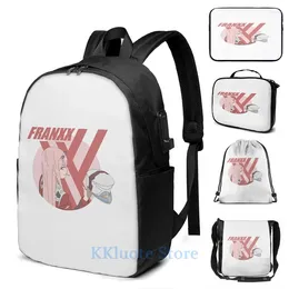 Backpack Funny Graphic Print Darling In The Franxx DarliFra(2) USB Charge Men School Bags Women Bag Travel Laptop