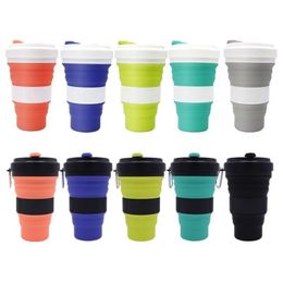 550ML Foldable Coffee Cup Silicone Outdoor Foldable Water Cup Portable Travel Retractable Beverage Bottle 240424