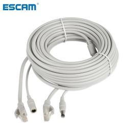 Webcams Escam 30m/20m/15m/10m/5m Rj45 + Dc 12v Power Lan Cable Cord Network Cables for Cctv Network Ip Camera