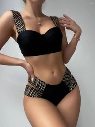 Women's Swimwear Bandage Bikinis 2024 Women Push Up Swimsuit Solid Sexy Female Brazilian Bathing Suit Black Swimming Summer Beachwear