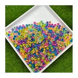 Decorative Flowers 100/200/500/1000Pcs Acrylic Colored A-Z Flat Round Letter Beads 10 Mm Plastic Alphabet Loose Spacer For Jewellery Crafts