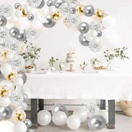 Party Decoration 120Pcs 12-Inch Silver White Balloon Set Garland Arch Supplies Wedding Room Children's Birthday