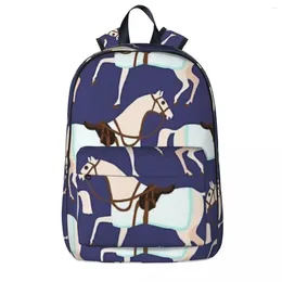 Backpack Cute Horses On Blue Background Boy Girl Bookbag Children School Bags Cartoon Kids Rucksack Travel Shoulder Bag