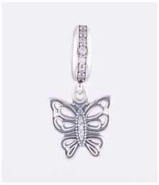 Vintage Butterfly Charm Pendants Authentic 925 SterlingSilverJewelry Pave Crystal Charms Beads DIY Brand Logo Bracelets Accessor4702139