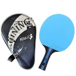 1PC Professional Table Tennis Racket with BlueGreenYellowRed Sponge Carbon Ping Pong Bag for Beginners Boys Girls 240419