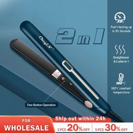 CkeyiN Mini Hair Flat Iron 2 in 1 Straightener and Curler Portable Straightening Constant Temperature Crimper 240418