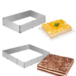 Moulds Adjustable Square Cheesecake Pan Stainless Steel Decorating Baking Mould Frame Tool Cake Pastry Bakeware Mousse Cake Ring