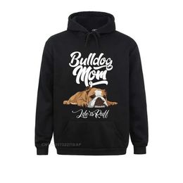 Men's Hoodies Sweatshirts Womens Funny English Bulldog Mom Life Is Ruff O-Neck Hoodie FamilyGroup Hoodies New Hoods Adult Sweatshirts T240428