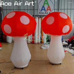 Party Decoration 1.5mH Beautiful Inflatable Mushroom Illuminating Plants With Stable Base For