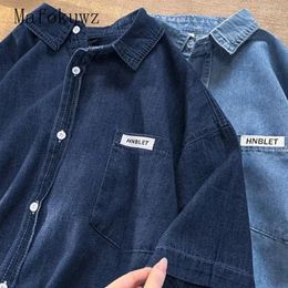 Men's Casual Shirts Summer Lapel Thin Short-sleeved Denim Fashion Loose Niche Workwear T-shirts Men Tops Male Clothes