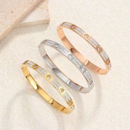 Bangle Simple Bangles For Women Luxury Inlaid Gypsophila Zircon Bracelet Fashion Stainless Steel Gold Plated Jewelry Mother's Day Gifts