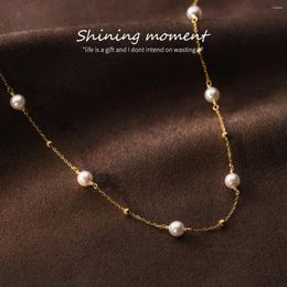 Pendants TOYOOSKY S925 Sterling Silver Temperament Gold Plated Pearl Necklace With Light Luxury And Advanced