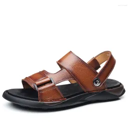 Sandals Genuine Leather Men's Summer Leisure Men Shoes High Quality Soft Casual For Beach Hiking